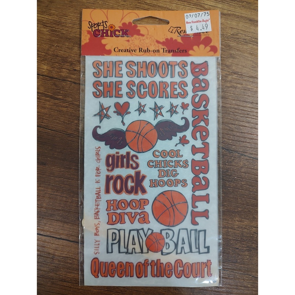 Reminisce Sports Chick Creative Rub-On Transfers Girls Basketball Play Ball